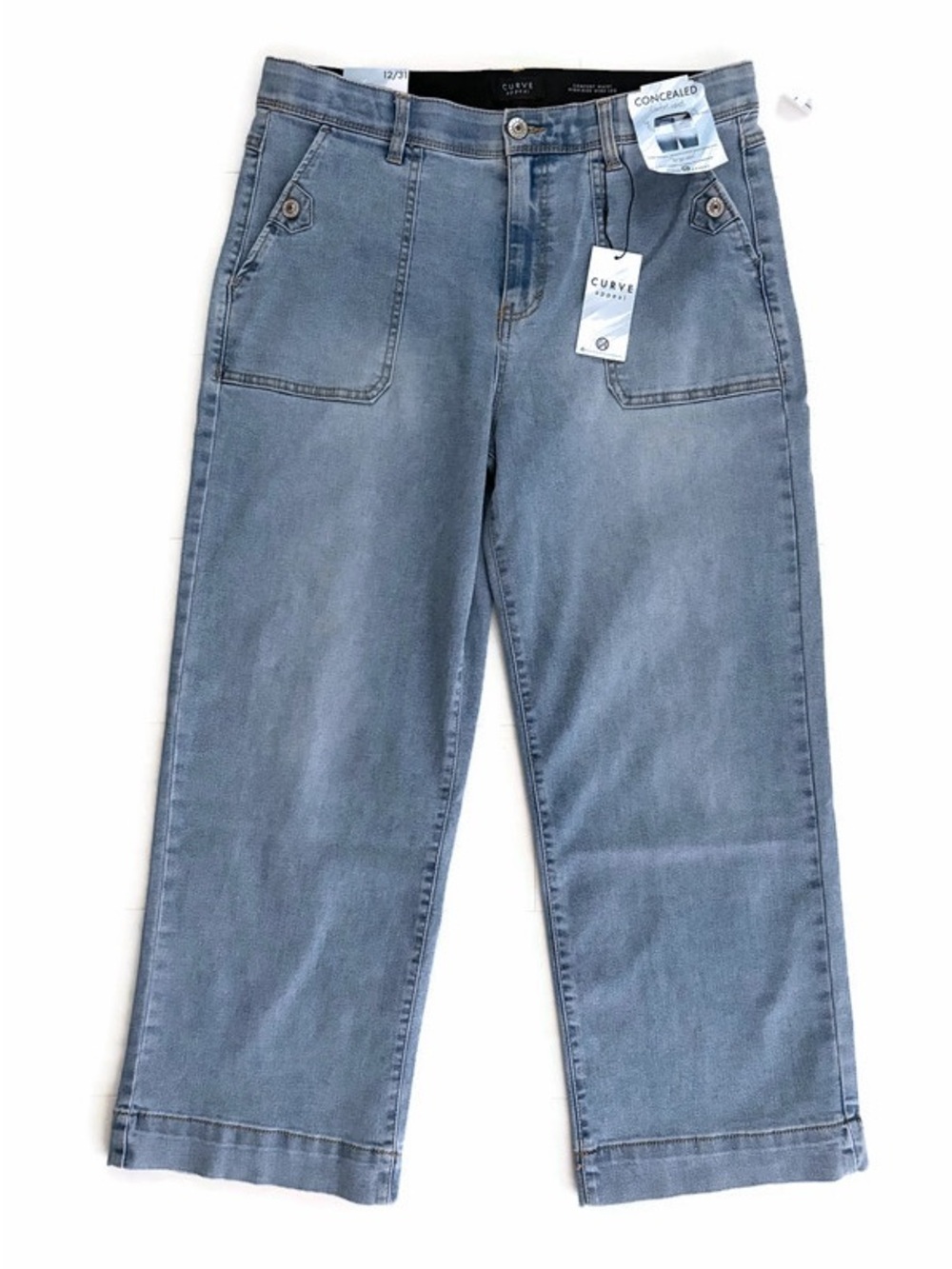 Curve Appeal Women's Blue Jeans NWT Comfort  Waist Wide Leg High-Rise size 12